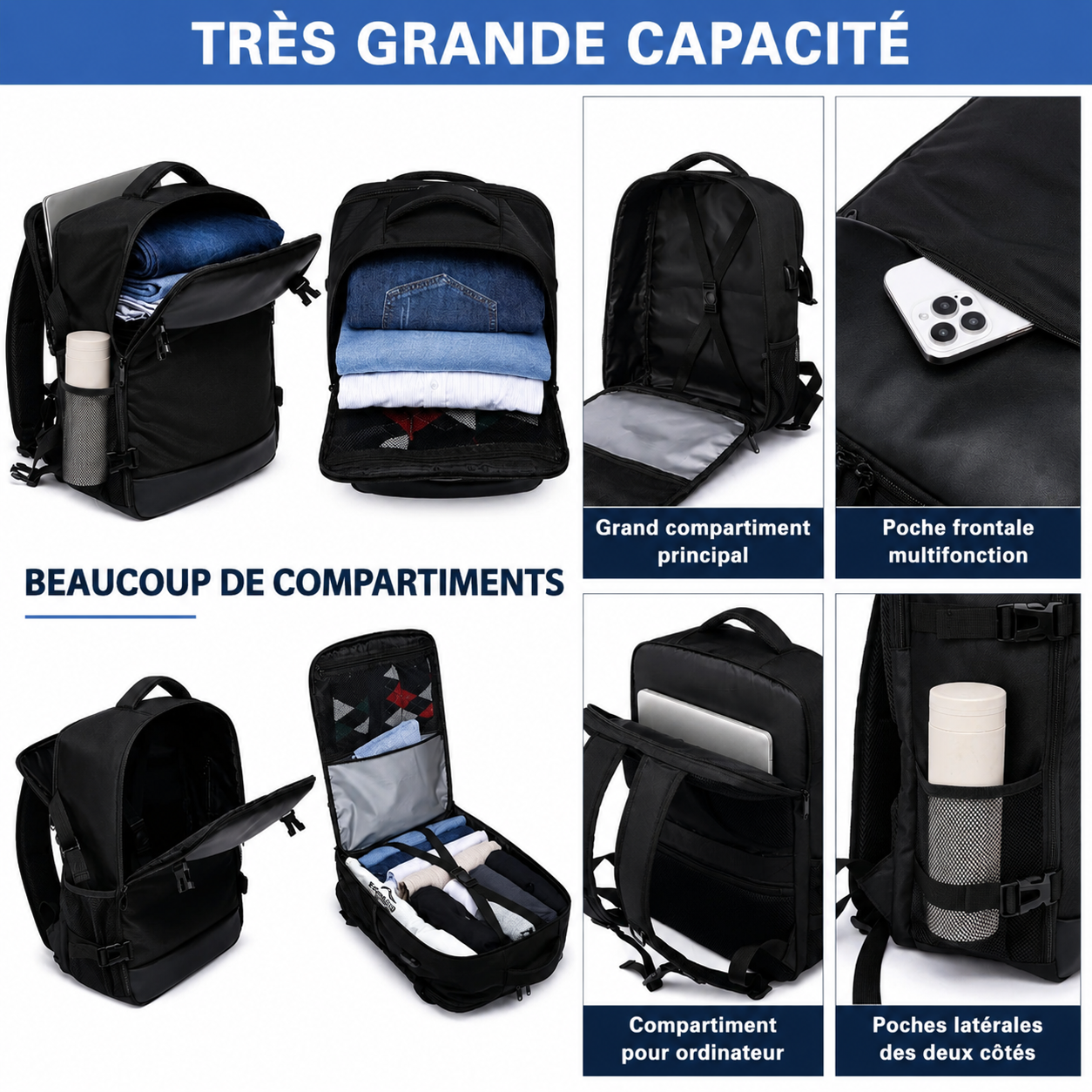 Sac à Dos Cabine Pèlerinage 40x20x25 - Compatible Avion