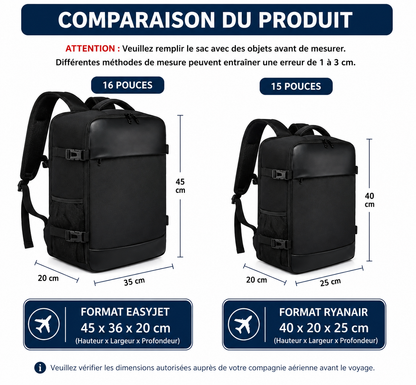 Sac à Dos Cabine Pèlerinage 40x20x25 - Compatible Avion