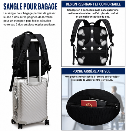 Sac à Dos Cabine Pèlerinage 40x20x25 - Compatible Avion